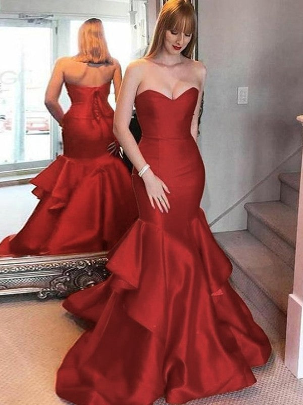 Trumpet/Mermaid Ruffles Sweetheart Sleeveless Sweep/Brush Train Dresses