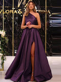 A-Line/Princess Ruffles One-Shoulder Sleeveless Sweep/Brush Train Dresses