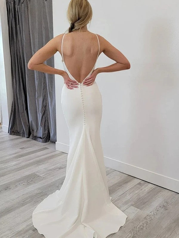 Sheath/Column Bateau Sleeveless Sweep/Brush Train Wedding Dresses