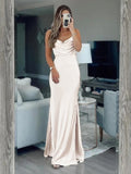 Sheath/Column like Ruched Spaghetti Straps Sleeveless Floor-Length Bridesmaid Dresses