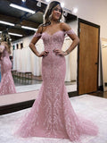 Sheath/Column Applique Off-the-Shoulder Sleeveless Court Train Dresses