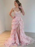 A-Line/Princess Straps Sleeveless Court Train Dresses