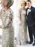 Sheath/Column Sash/Ribbon/Belt Scoop 3/4 Sleeves Floor-Length Mother of the Bride Dresses
