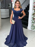 A-Line/Princess Scoop Sleeveless Sweep/Brush Train Mother of the Bride Dresses