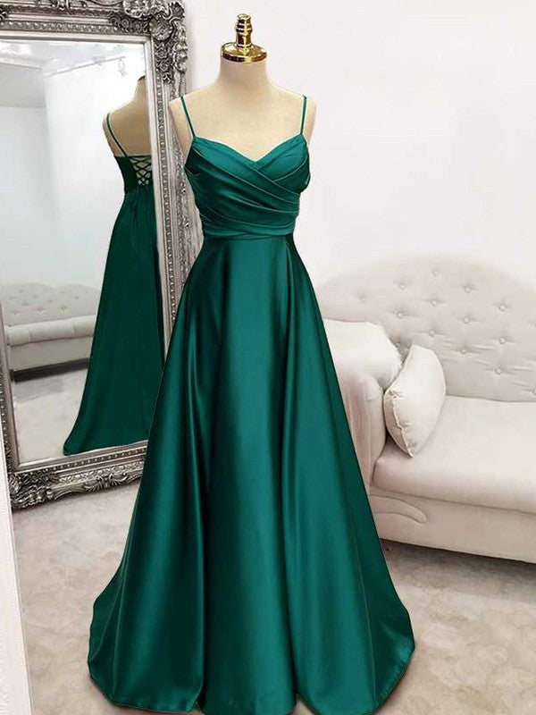 A-Line/Princess Elastic Woven Ruffles V-neck Sleeveless Sweep/Brush Train Dresses