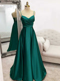 A-Line/Princess Elastic Woven Ruffles V-neck Sleeveless Sweep/Brush Train Dresses