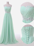 A-Line/Princess Sleeveless Sweetheart Floor-Length Beading Bridesmaid Dresses