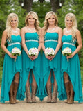 A-Line/Princess Sweetheart Sleeveless Asymmetrical Beading Bridesmaid Dresses