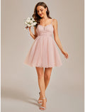 Homecoming Dresses Princess Dress Cocktail Party Short / Mini Sleeveless Spaghetti Strap with Ruched