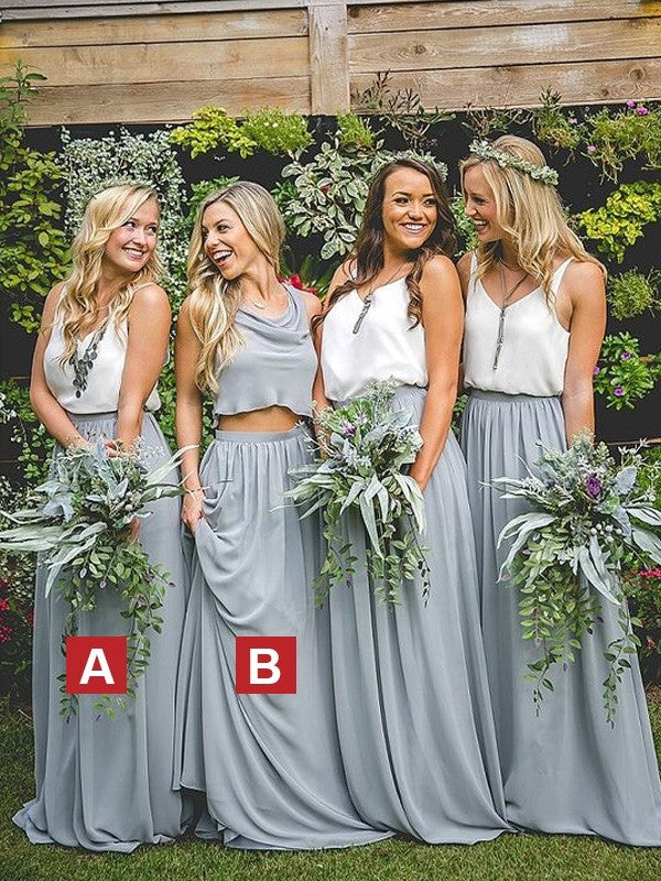 A-Line/Princess Sleeveless Floor-Length V-neck Bridesmaid Dresses