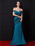 Sexy Dress Engagement Sleeveless Off Shoulder with Ruched Draping
