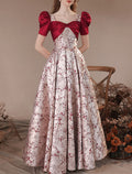 Party Dresses Floral Dress Masquerade Prom Floor Length Short Sleeve Square Neck with Embroidery