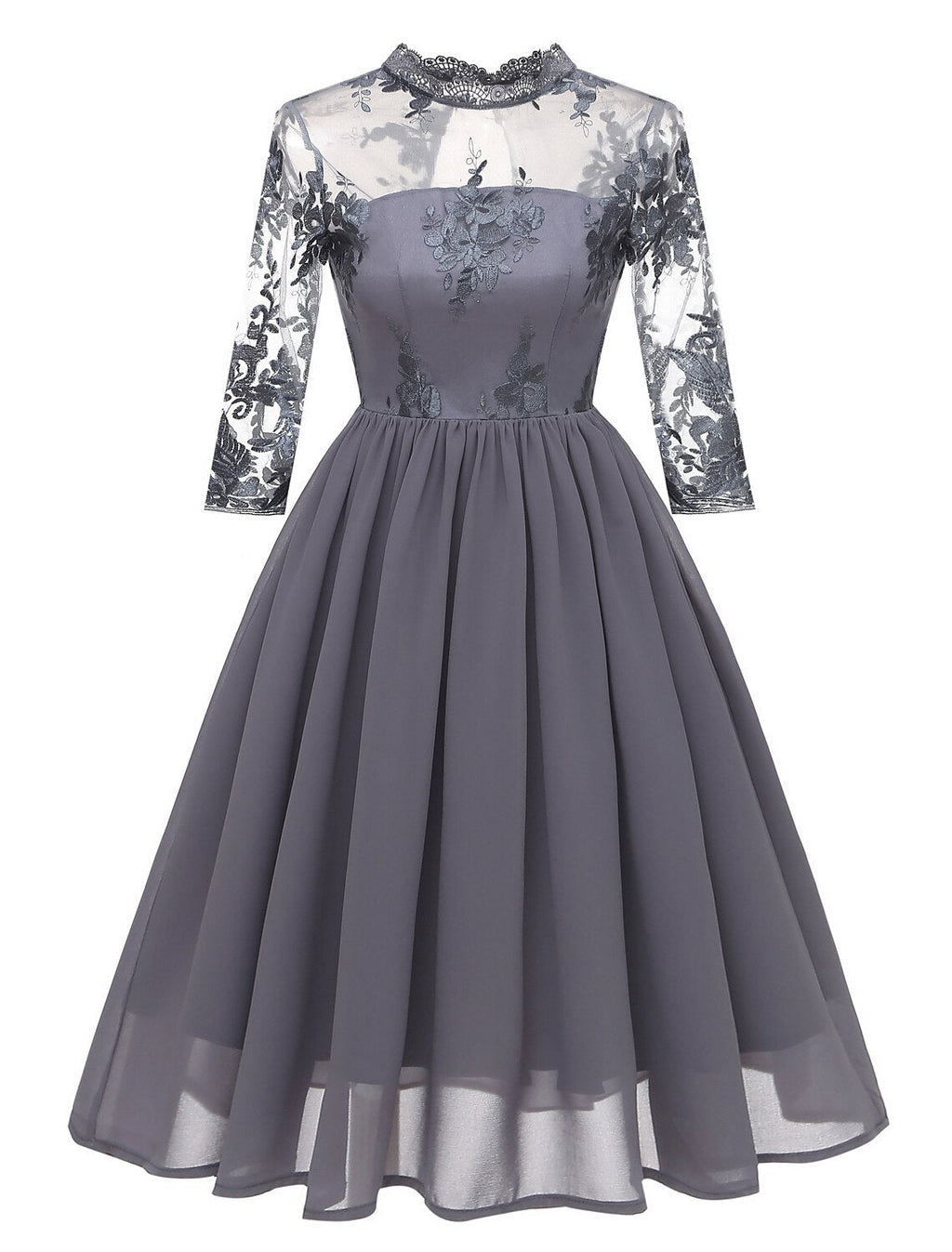 Cocktail Dresses Vintage Dress Graduation Party Wear Knee Length Sleeveless Jewel Neck with Insert Embroidery Appliques