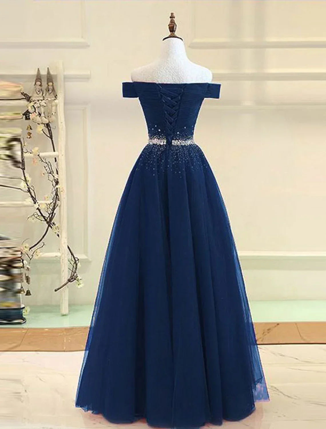 Evening Gown Party Dress Party Wear Floor Length Short Sleeve One Shoulder with Beading