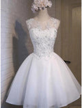 Homecoming Dresses Floral Dress Holiday Short / Mini Sleeveless Jewel Neck with Appliques