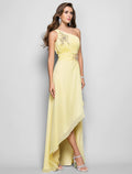 Wedding Guest Asymmetrical Sleeveless One Shoulder with Beading Slit Appliques