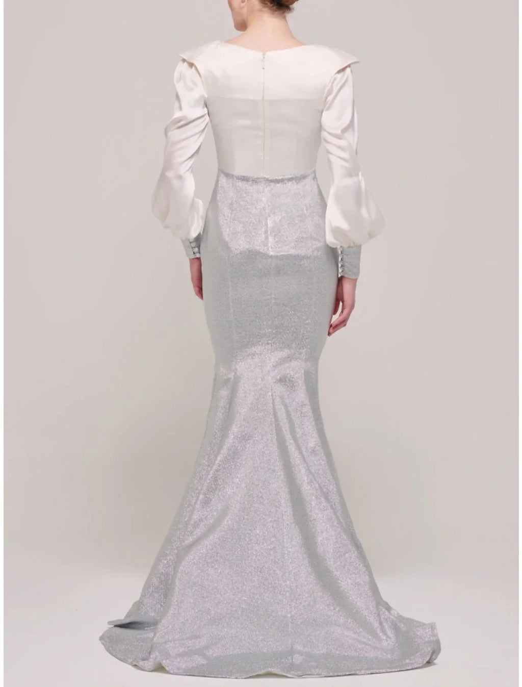 Mermaid / Trumpet Mother of the Bride Dress Wedding Guest Party Scoop Neck Sweep / Brush Train Long Sleeve with Bow(s) Ruching