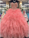 Ball Gown Quinceanera Dresses Sparkle & Shine Dress Wedding Prom Floor Length Sleeveless Strapless