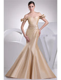 Evening Gown Elegant Dress Engagement Court Train Short Sleeve Sweetheart with Sash Ribbon