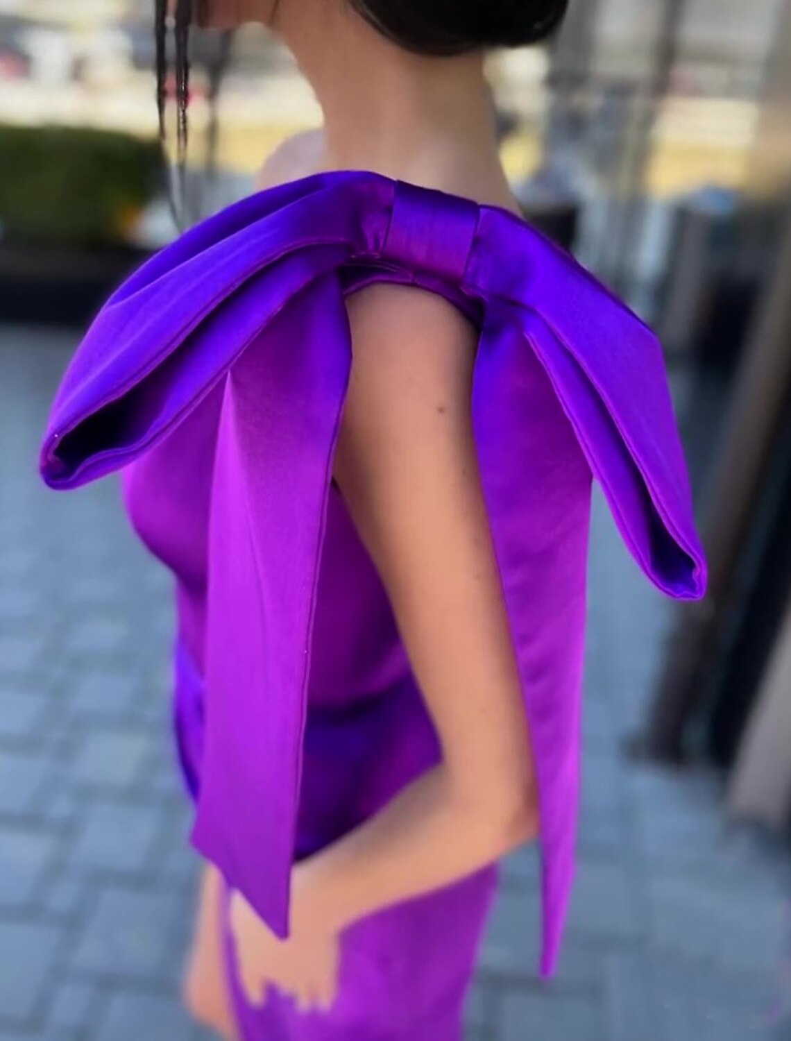 Mermaid / Trumpet Evening Gown High Split Dress Formal Prom Sweep / Brush Train Sleeveless One Shoulder with Bow(s)