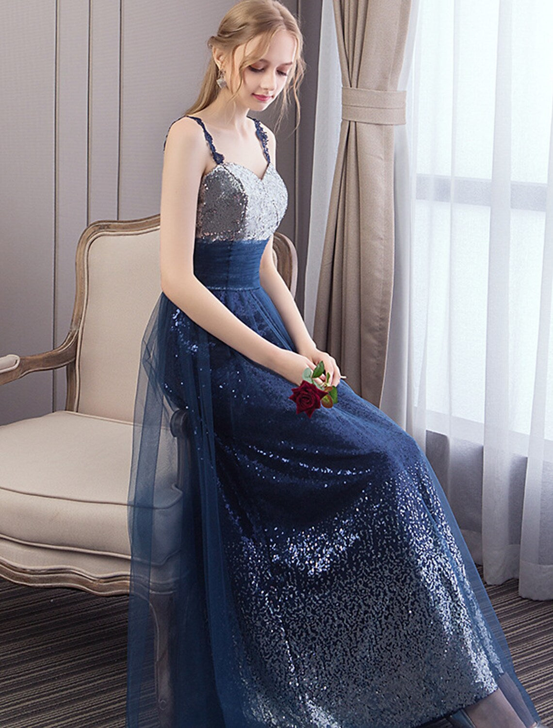 Wedding Prom Dress Strap Sleeveless Floor Length