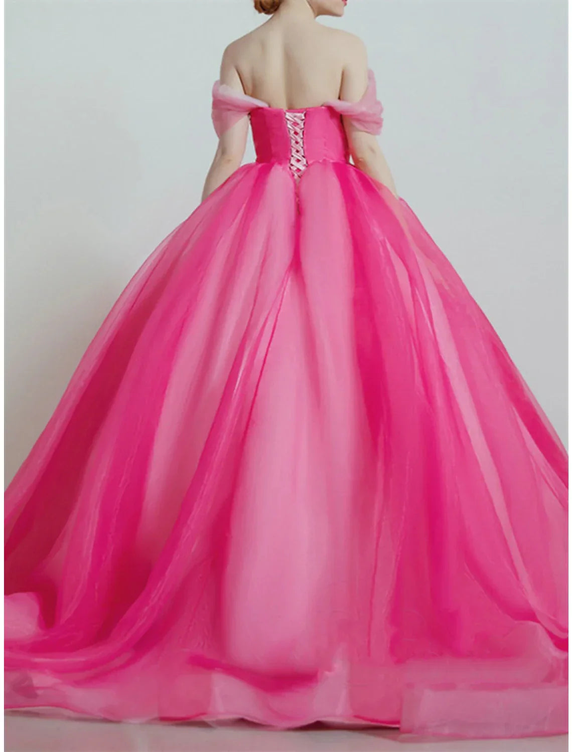 Ball Gown Prom Dresses Luxurious Dress Quinceanera Prom Sweep / Brush Train Short Sleeve Off Shoulder with Sleek Pleats
