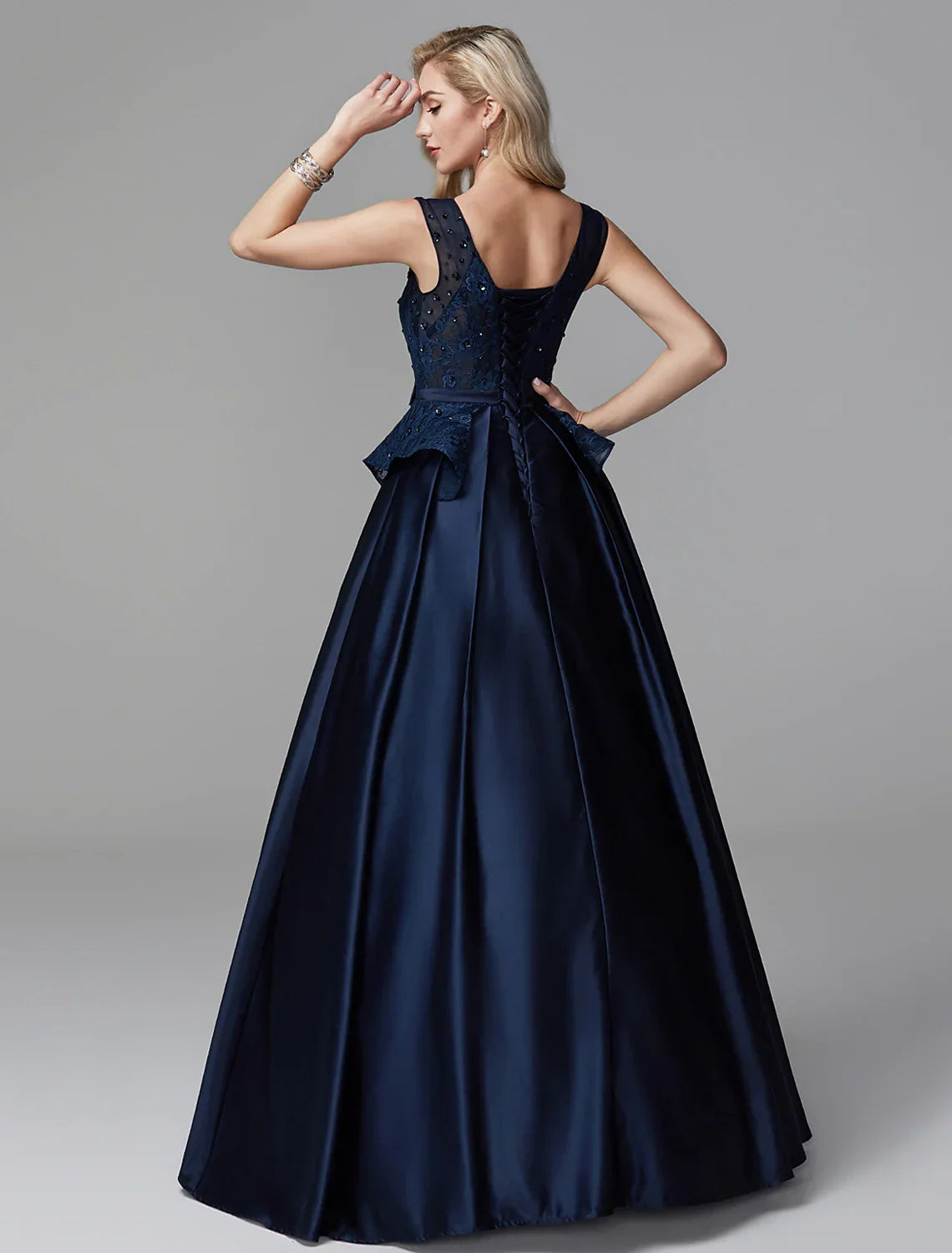 Formal Evening Dress V Neck Sleeveless Floor Length with Bow(s) Beading