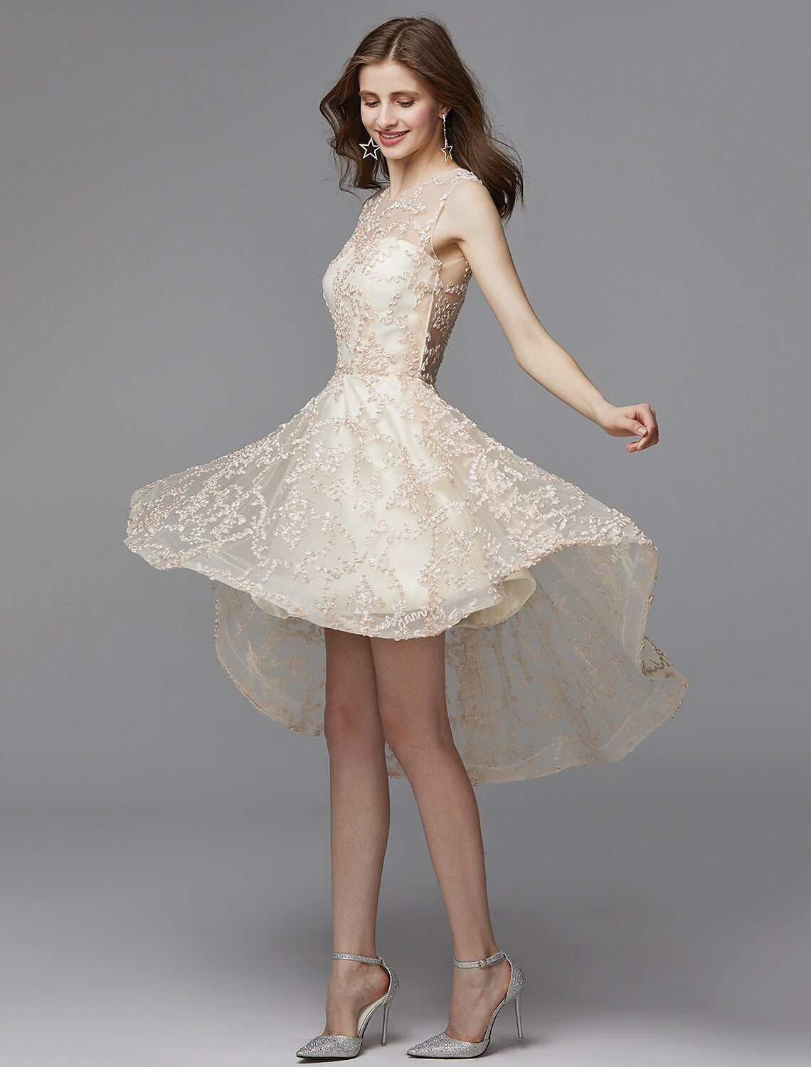 Wedding Asymmetrical Sleeveless with Appliques