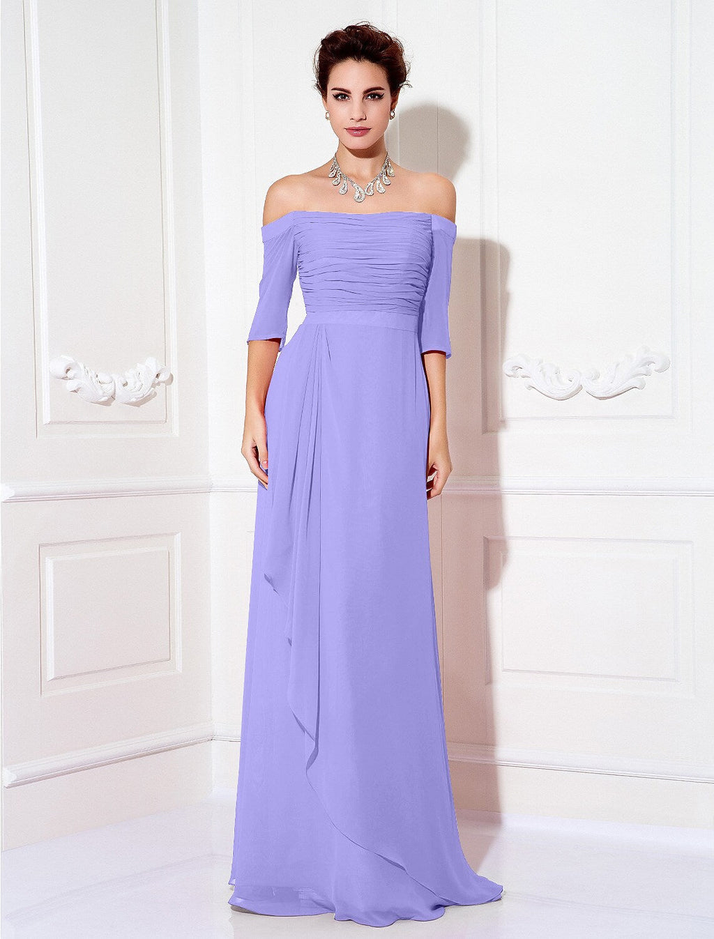 Minimalist Dress Wedding Half Sleeve Off Shoulder