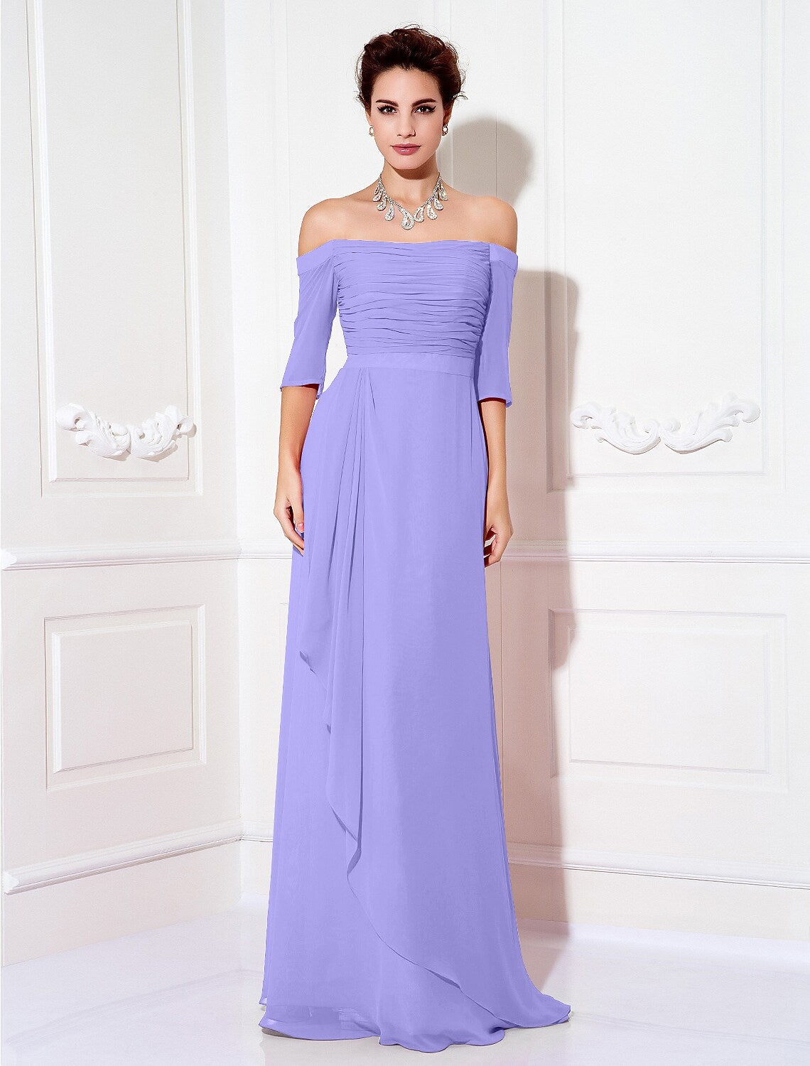Minimalist Dress Wedding Half Sleeve Off Shoulder