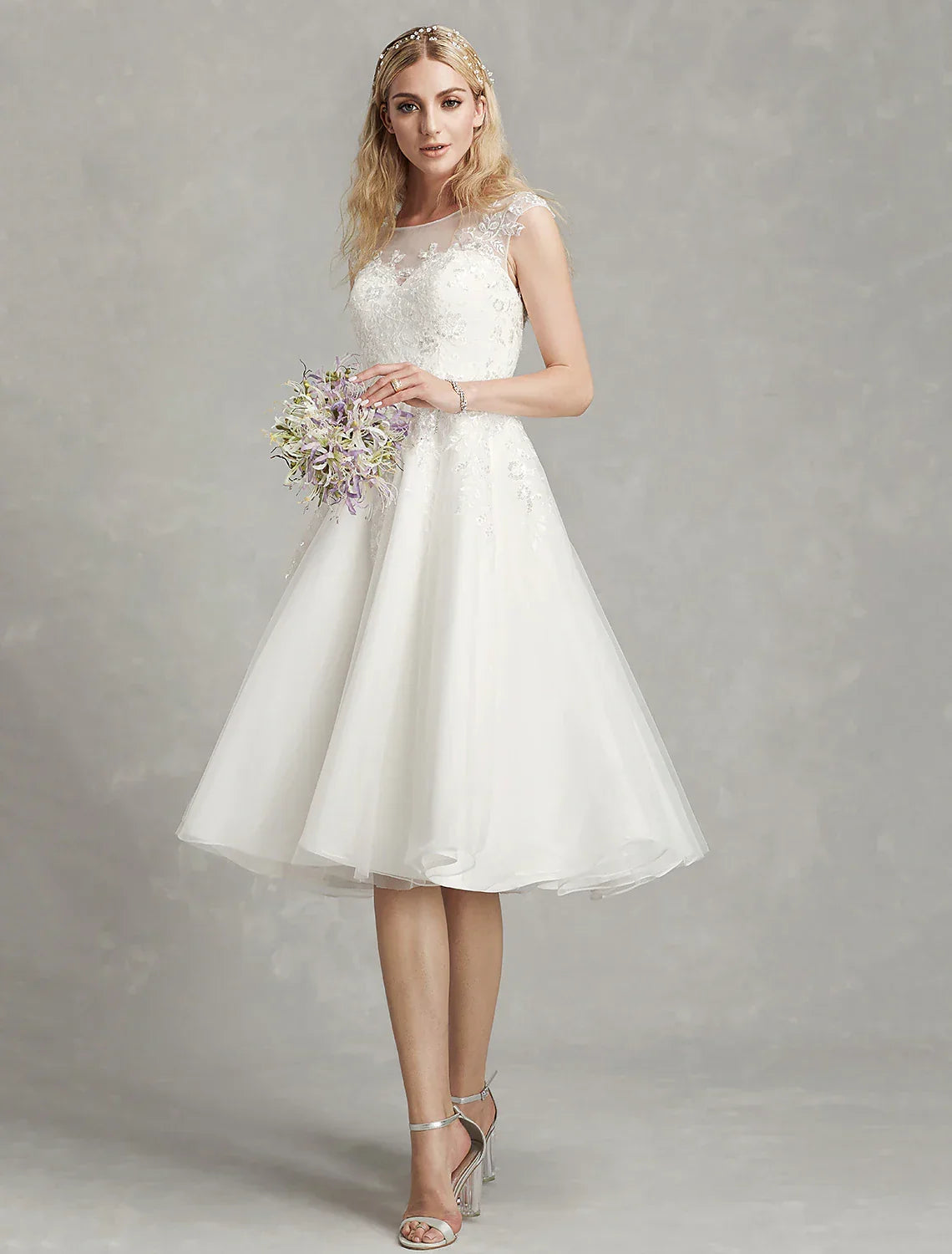 White Open Back Little Dresses Wedding Dresses A-Line Appliques