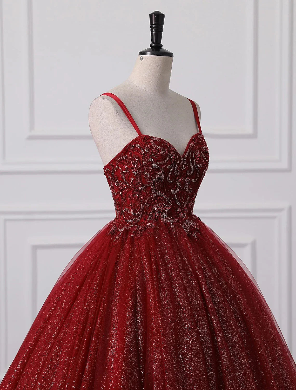 Ball Gown Prom Dresses Princess Dress Graduation Floor Length Sleeveless Spaghetti Strap with Beading Appliques