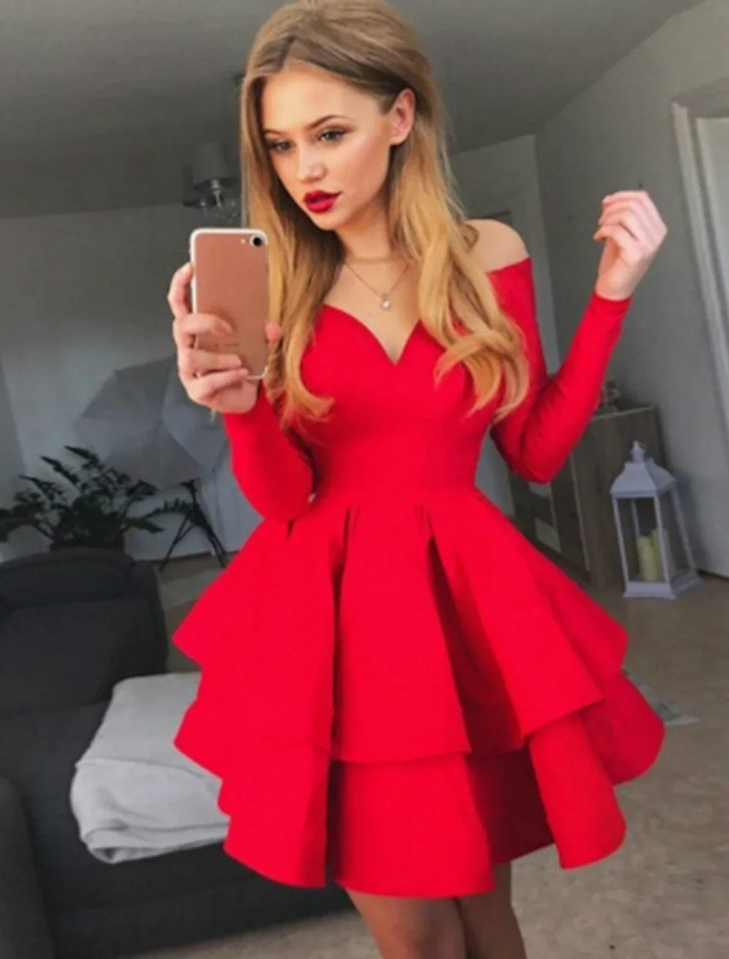Black Ruched Homecming Dresses Red White Long Sleeve Layered Tiered Short Dress Spring Summer Off Shoulder Hot Cocktail Party