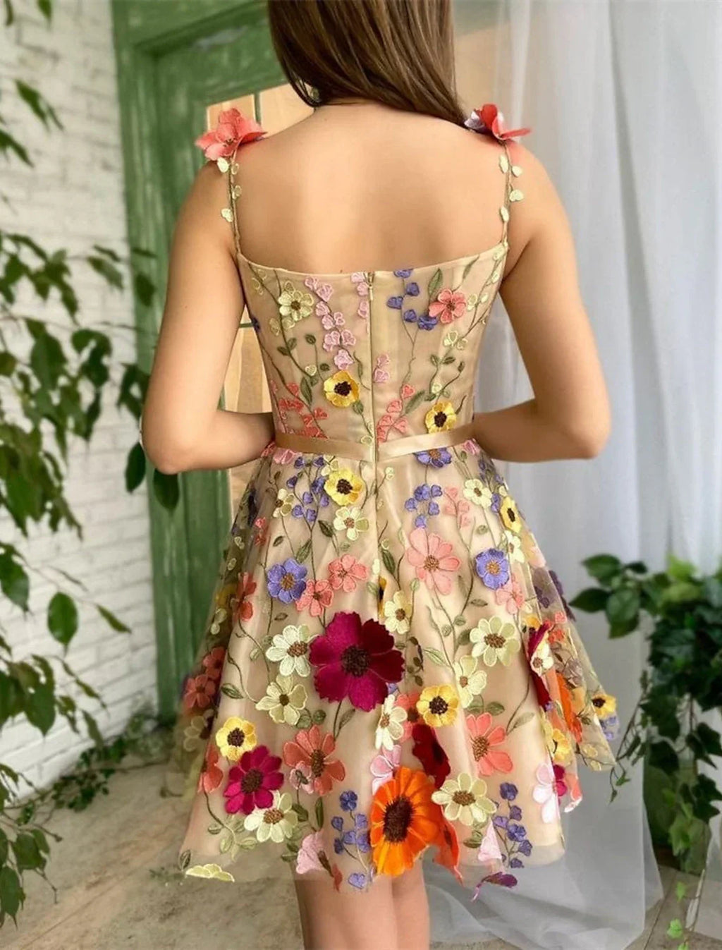 Cocktail Dresses Floral Dress Summer Garden Party Short / Mini Sleeveless Spaghetti Strap with Appliques