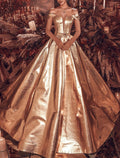 Evening Gown Celebrity Style Dress Carnival Quinceanera Sweep / Brush Train Short Sleeve Off Shoulder The Great Gatsby PU with Glitter