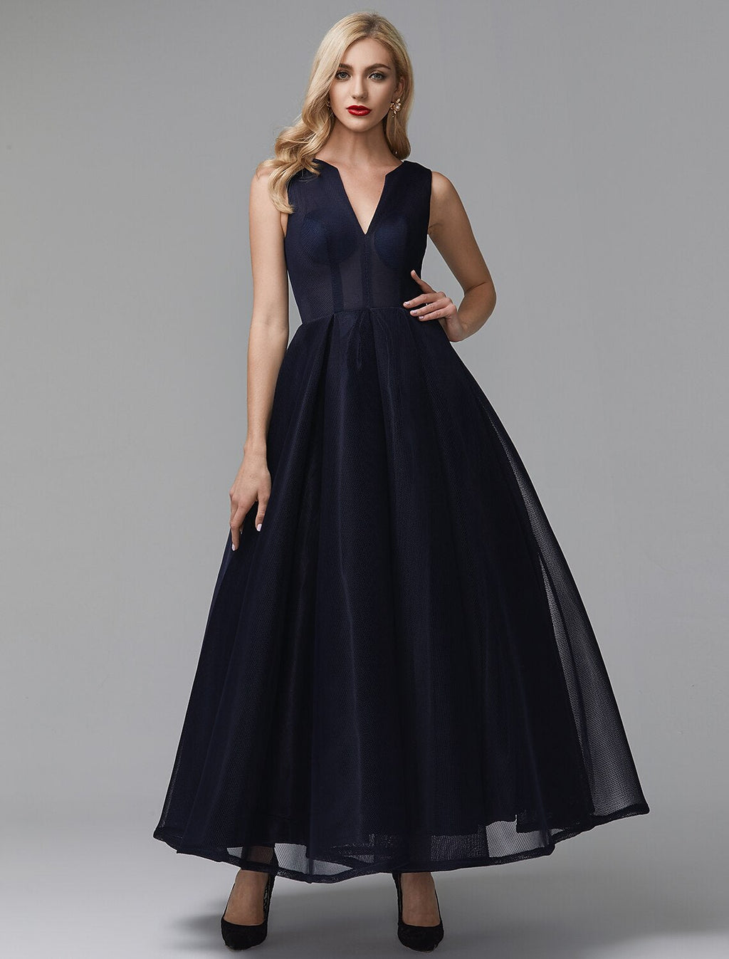 Black Little Dress Dress Wedding Guest Ankle Length Sleeveless V Wire Spandex with Sash / Ribbon