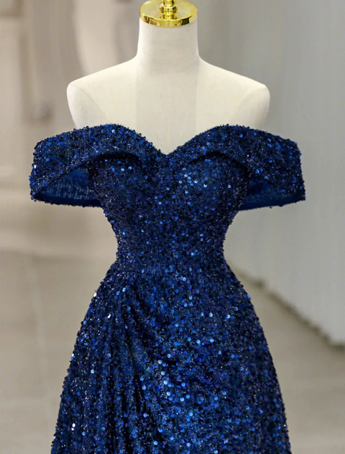 Evening Gown Sparkle & Shine Dress Formal Wedding Guest Sweep / Brush Train Sleeveless Off Shoulder with Glitter