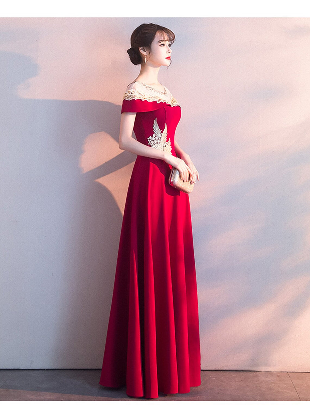 Wedding Guest Floor Length Short Sleeve