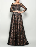 Mother of the Bride Dress Wedding Guest Elegant Square Neck Sweep / Brush Train 3/4 Length Sleeve with Ruching