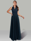 Wedding Guest Dresses Infinity Dress Wedding Party Floor Length Short Sleeve Halter Convertible with Ruched