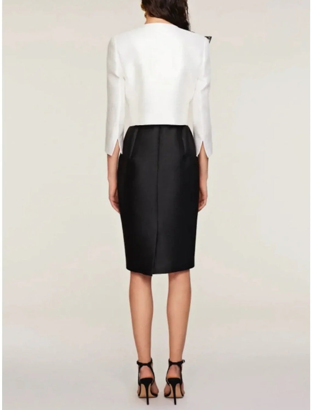 Sheath / Column Mother of the Bride Dress Wedding Guest Elegant Petite Jewel Neck Knee Length Half Sleeve with Appliques Split Front Ruching