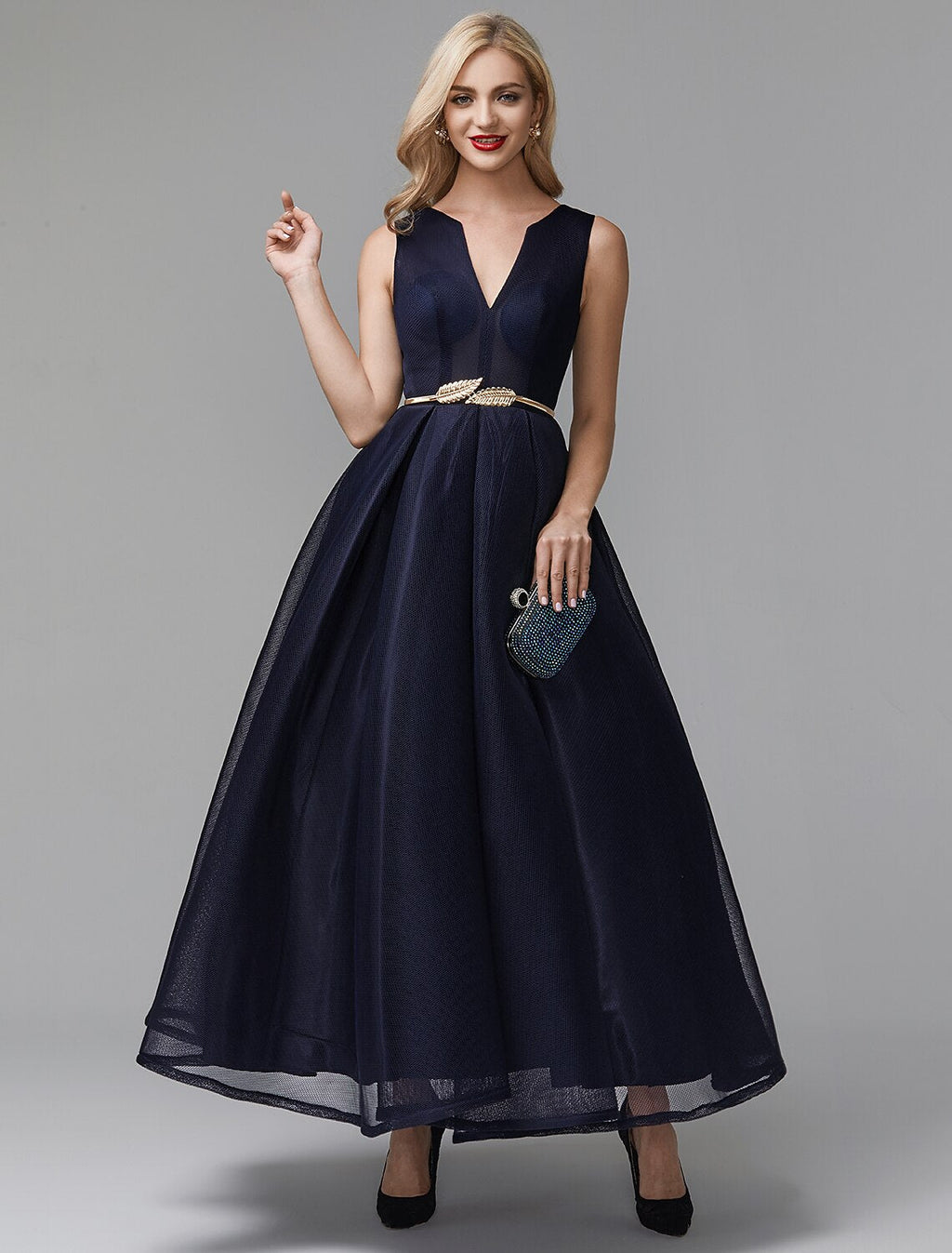 Black Little Dress Dress Wedding Guest Ankle Length Sleeveless V Wire Spandex with Sash / Ribbon