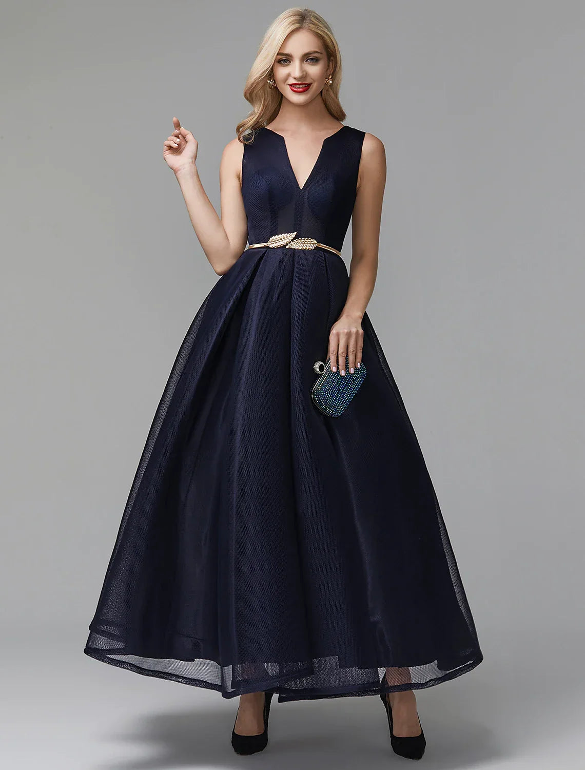 Black Little Dress Dress Wedding Ankle V Wire Spandex with Sash Ribbon