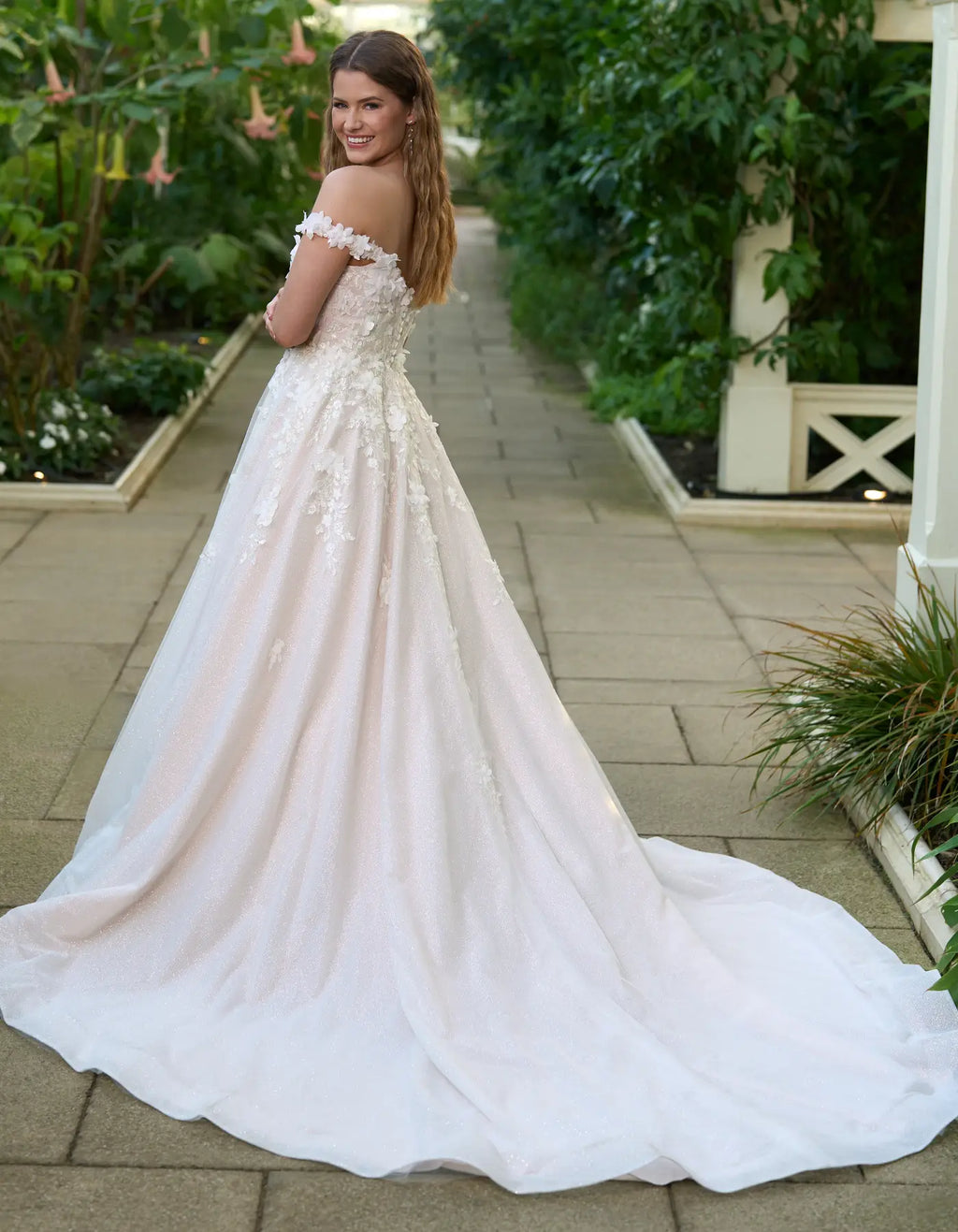 an ultra sparkly a-line 3d florals