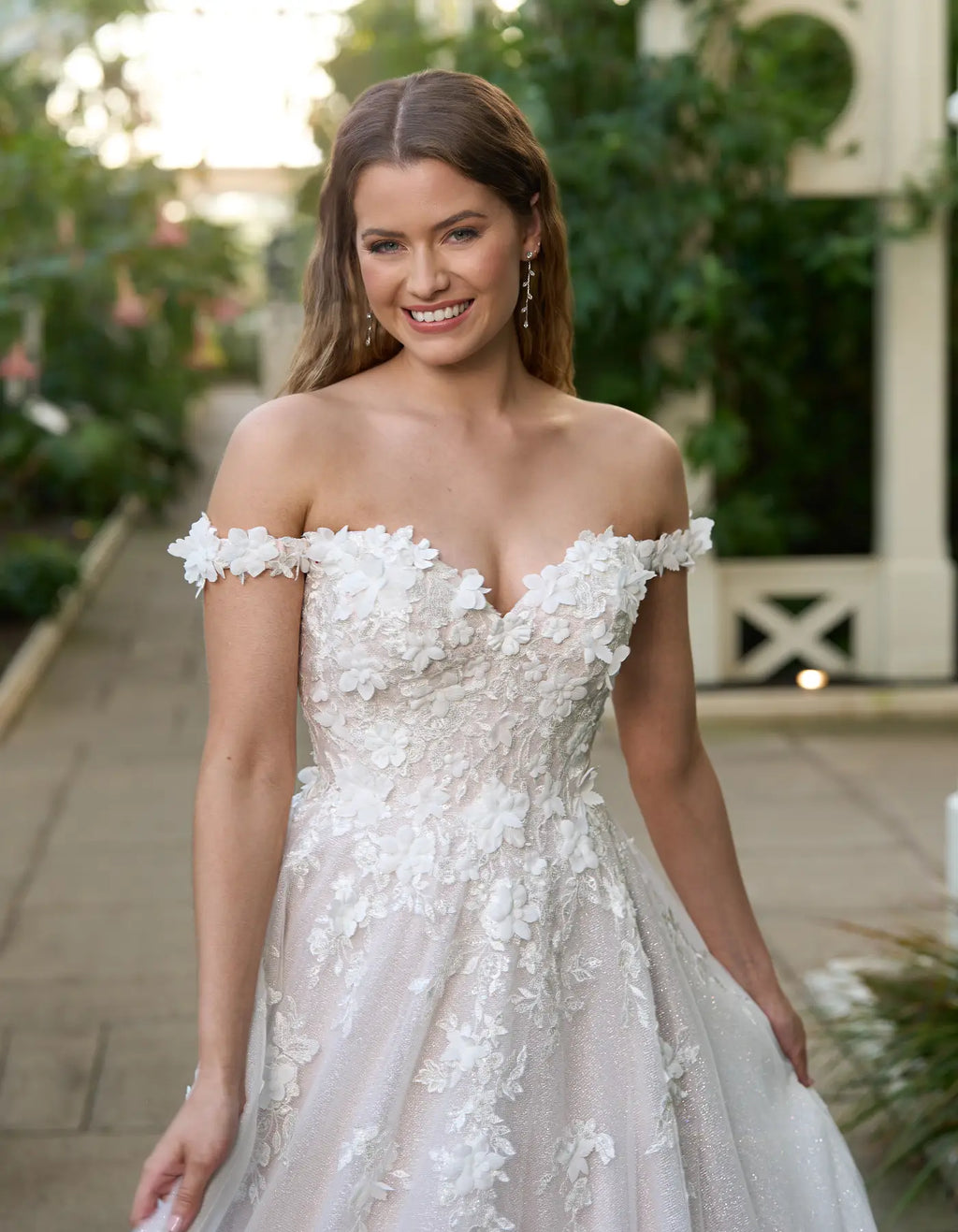 an ultra sparkly a-line 3d florals