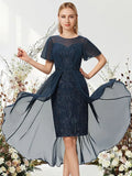 Wedding Asymmetrical Short Sleeve with Sleek
