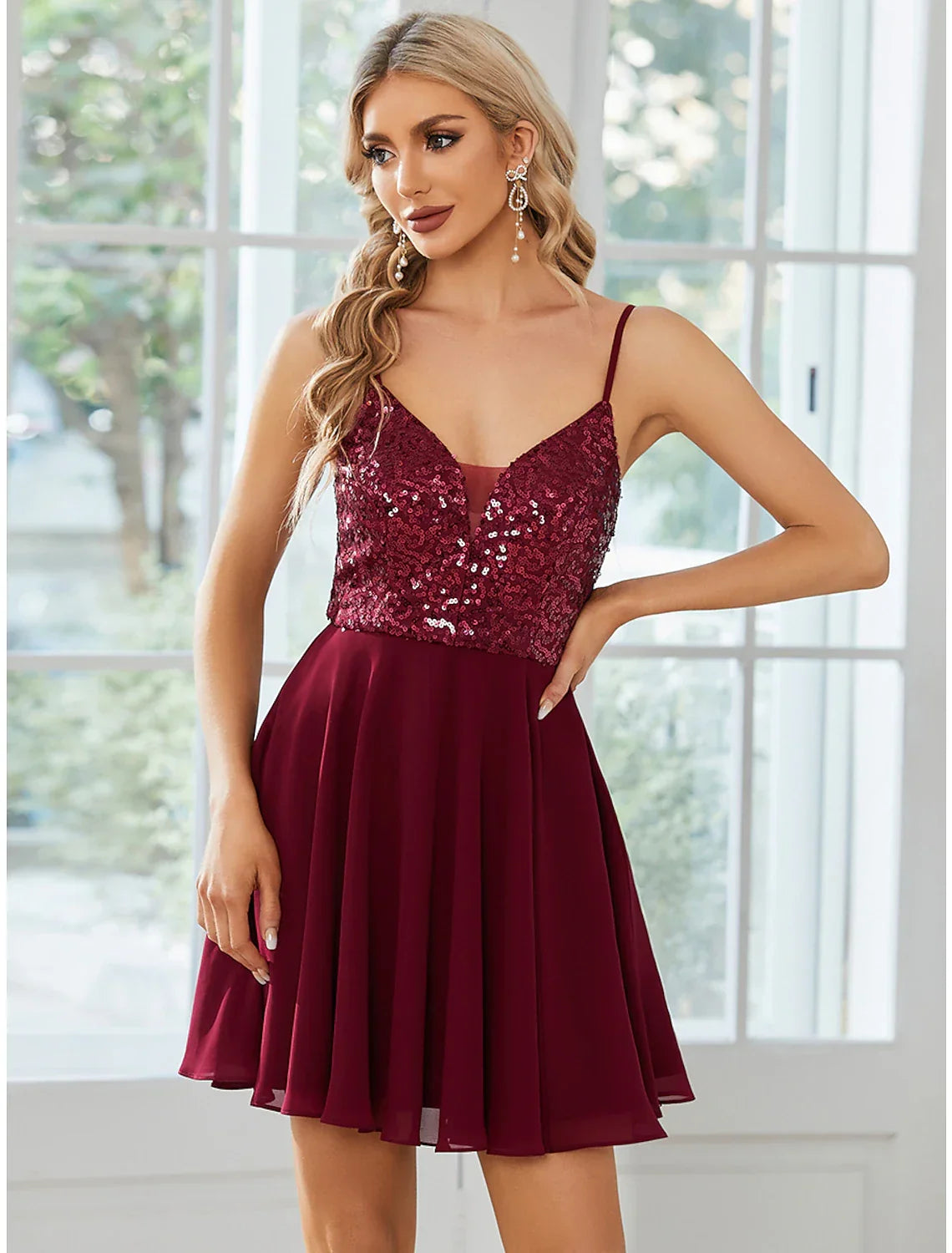 Homecoming Dresses Sexy Dress Party Wear Short / Mini Sleeveless Spaghetti Strap with Pleats