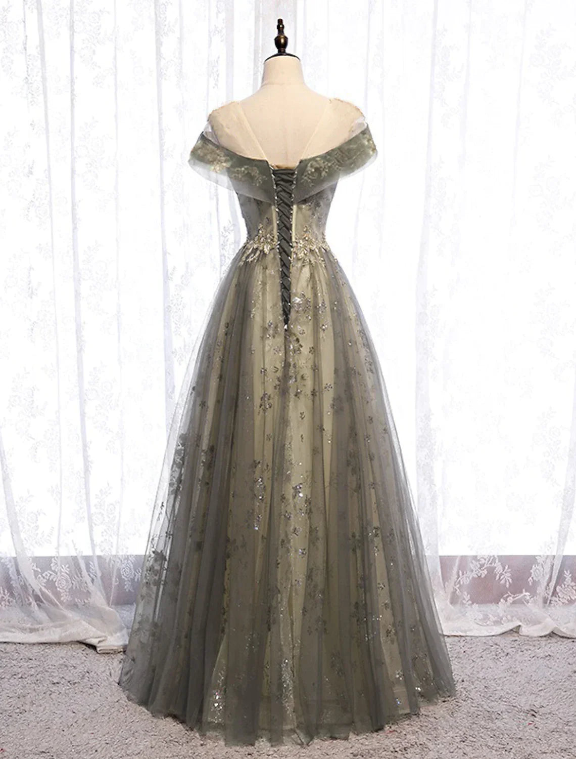 Evening Gown Elegant Dress Wedding Floor Length Short Sleeve with Pleats