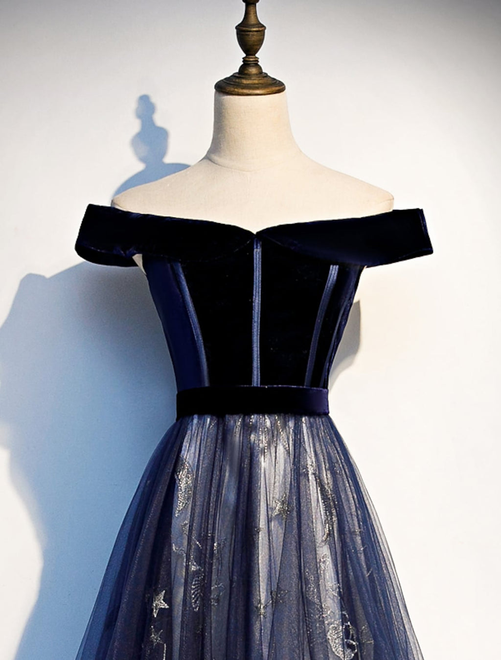 Floral Prom Formal Evening Dress Off Shoulder Short Sleeve with Pleats Pattern