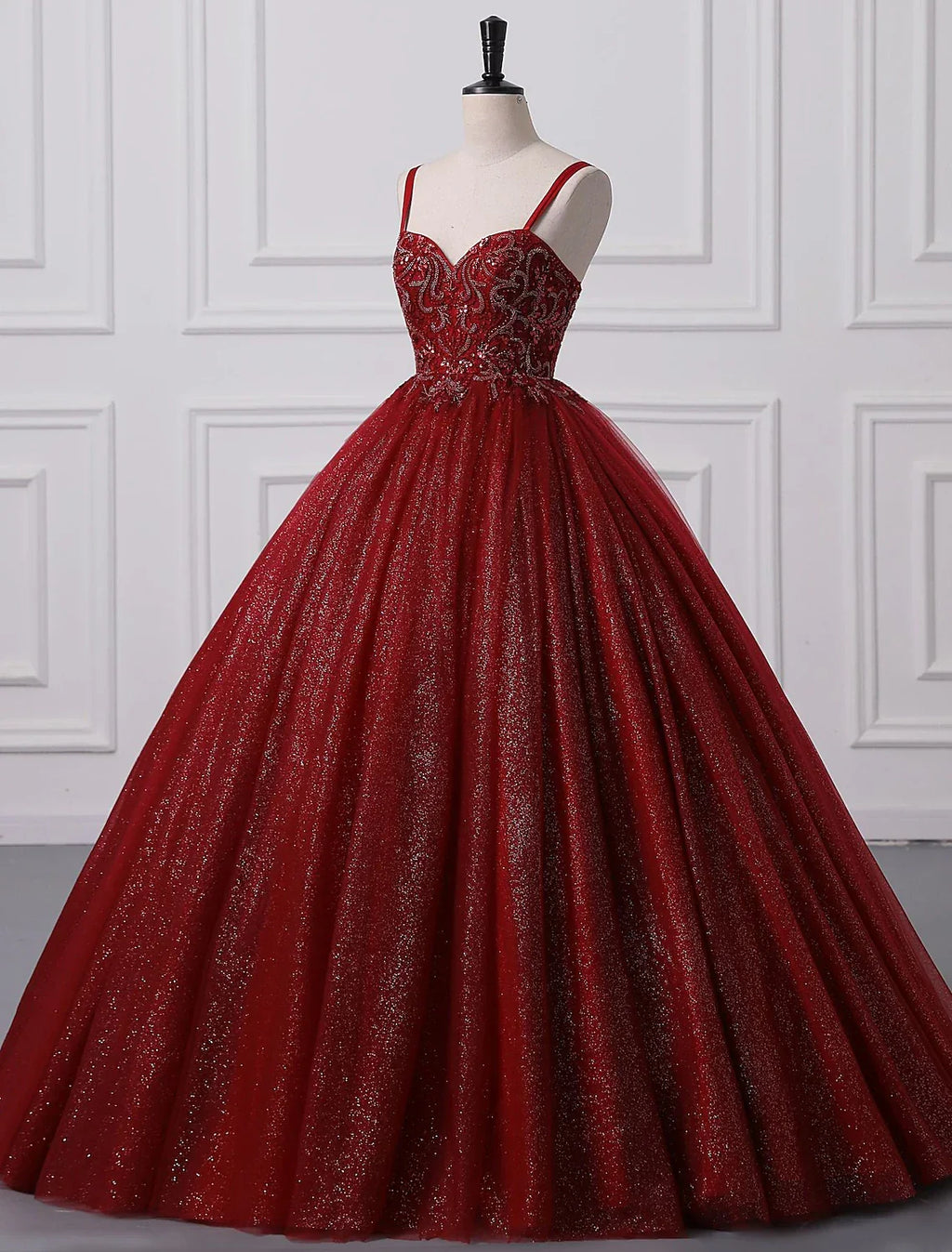 Ball Gown Prom Dresses Princess Dress Graduation Quinceanera Floor Length Sleeveless Spaghetti Strap with Beading Appliques